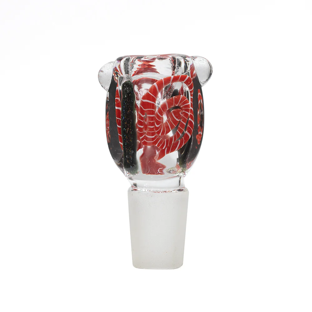 Glass Cone Square 18mm Red & White Swirls