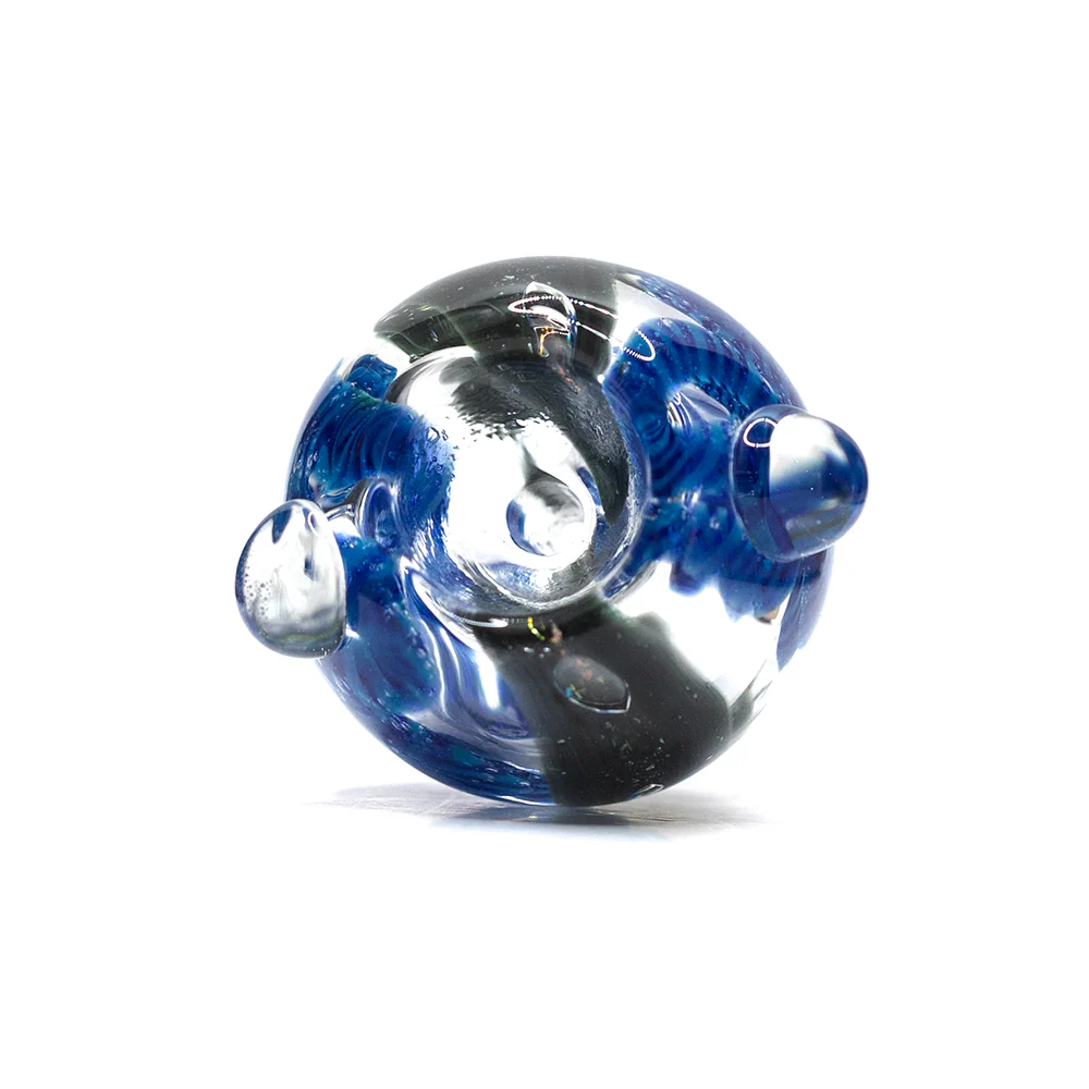 Glass Cone Round 14mm Light Blue, Dark Blue, White Swirls - Image 2