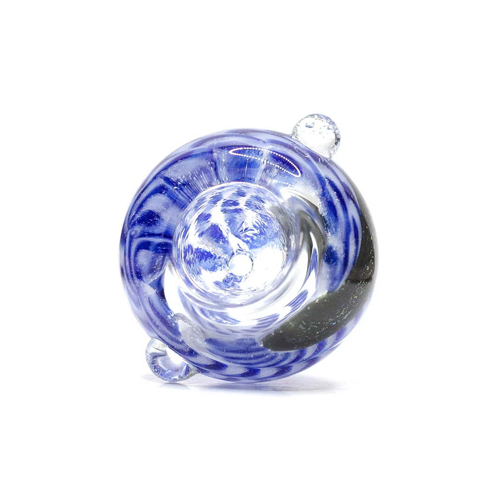 Glass Cone Round 14mm Dark Blue, White Swirls - Image 2