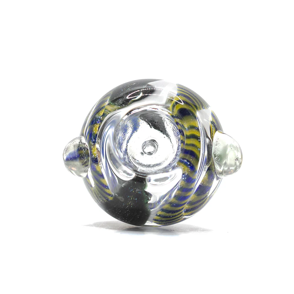 Glass Cone Round 14mm Dark Blue, Yellow Swirls - Image 2