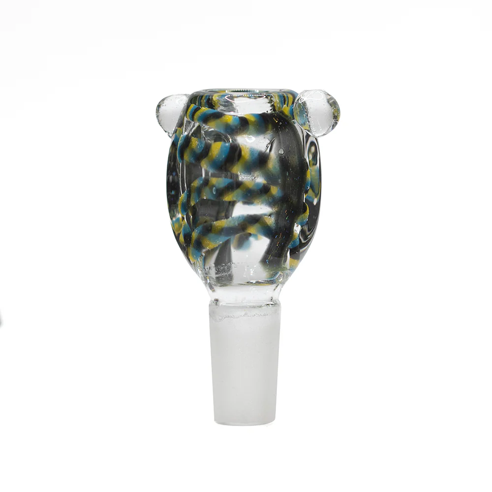Glass Cone Square 14mm Blue, Black, Yellow Swirls