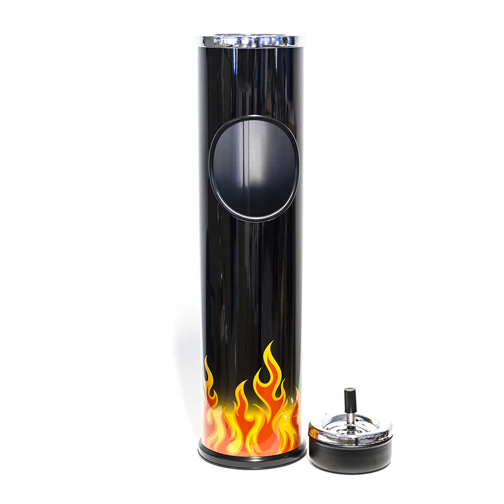 ASHTRAY - 60CM BLACK W/ FLAMES - Image 3