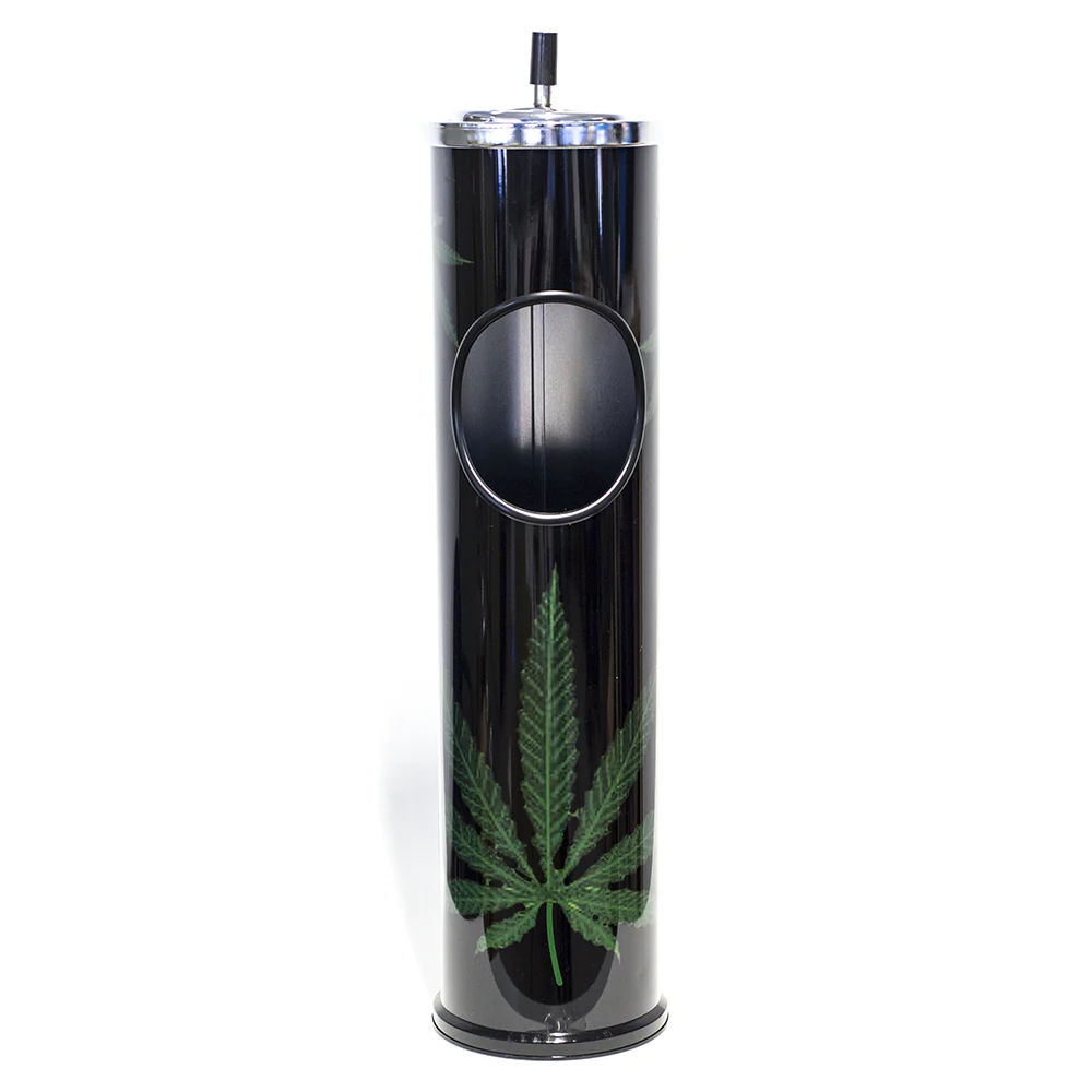 ASHTRAY - 60CM BLACK W/ WEED LEAF - Image 2