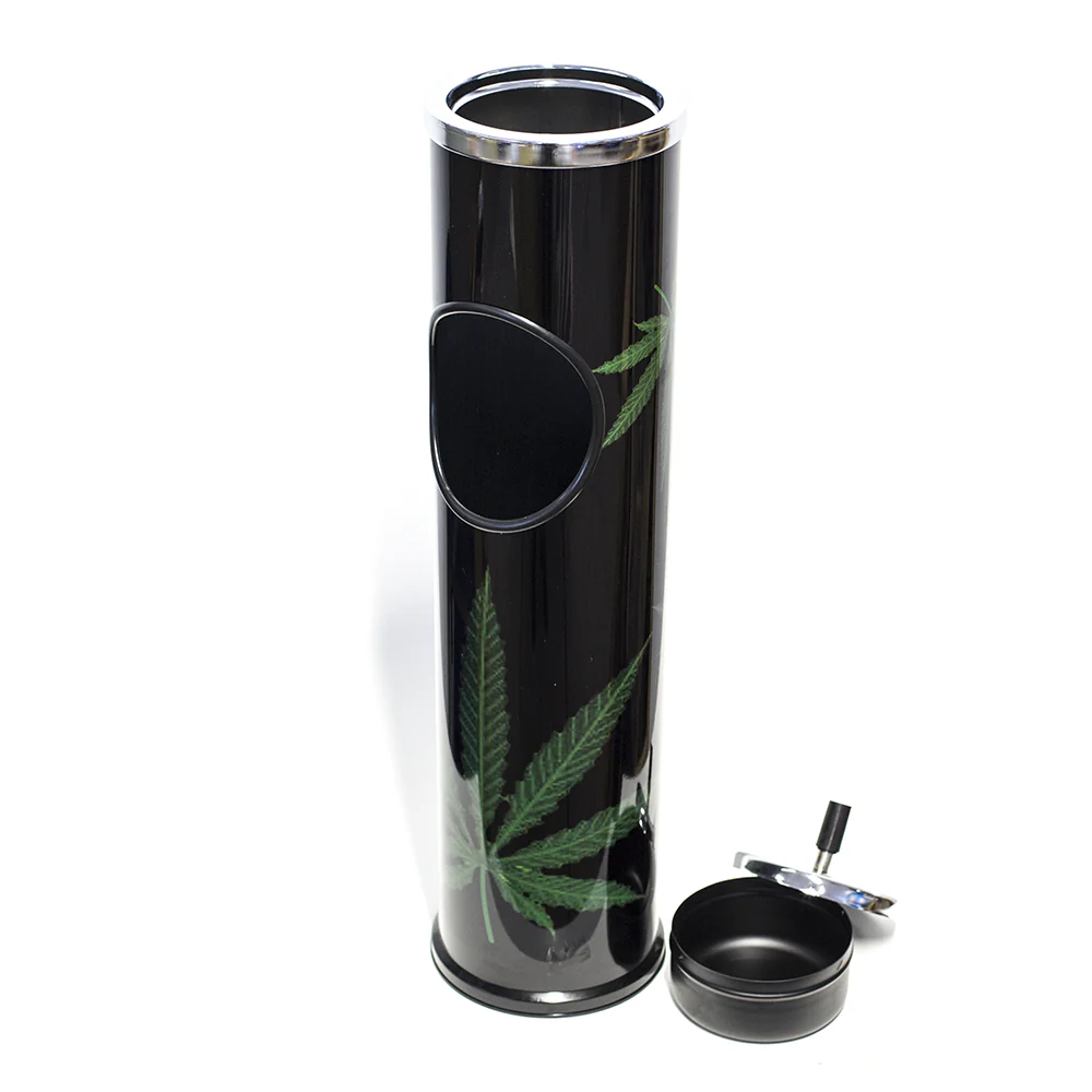 ASHTRAY - 60CM BLACK W/ WEED LEAF - Image 4