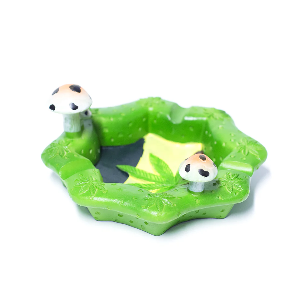 ASHTRAY - GREEN WEED LEAF W/ MUSHROOMS - Image 3