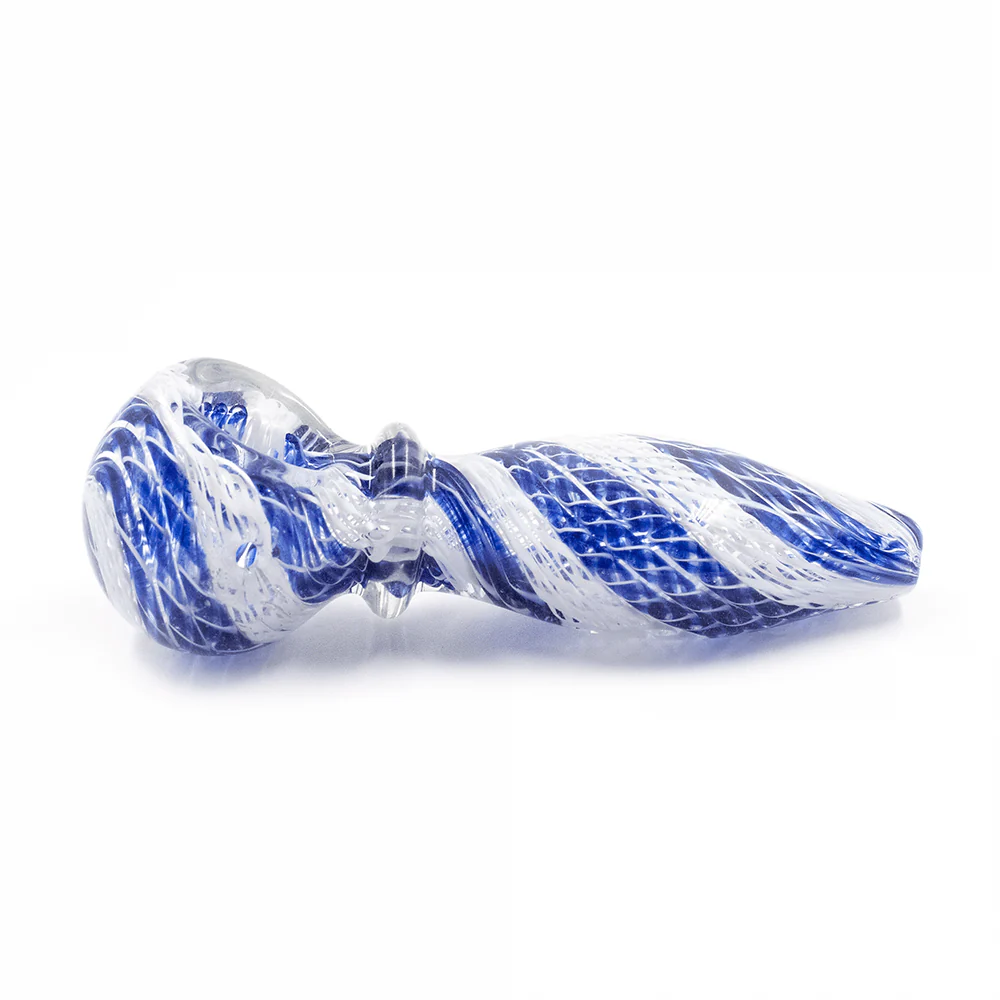 BLUE & WHITE WOVEN TWIST - GLASS PIPE - Image 4