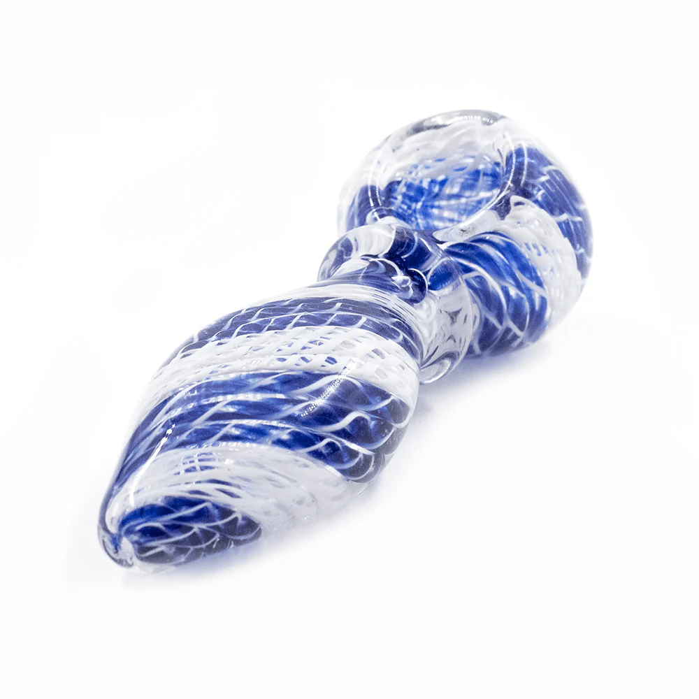 BLUE & WHITE WOVEN TWIST - GLASS PIPE - Image 5