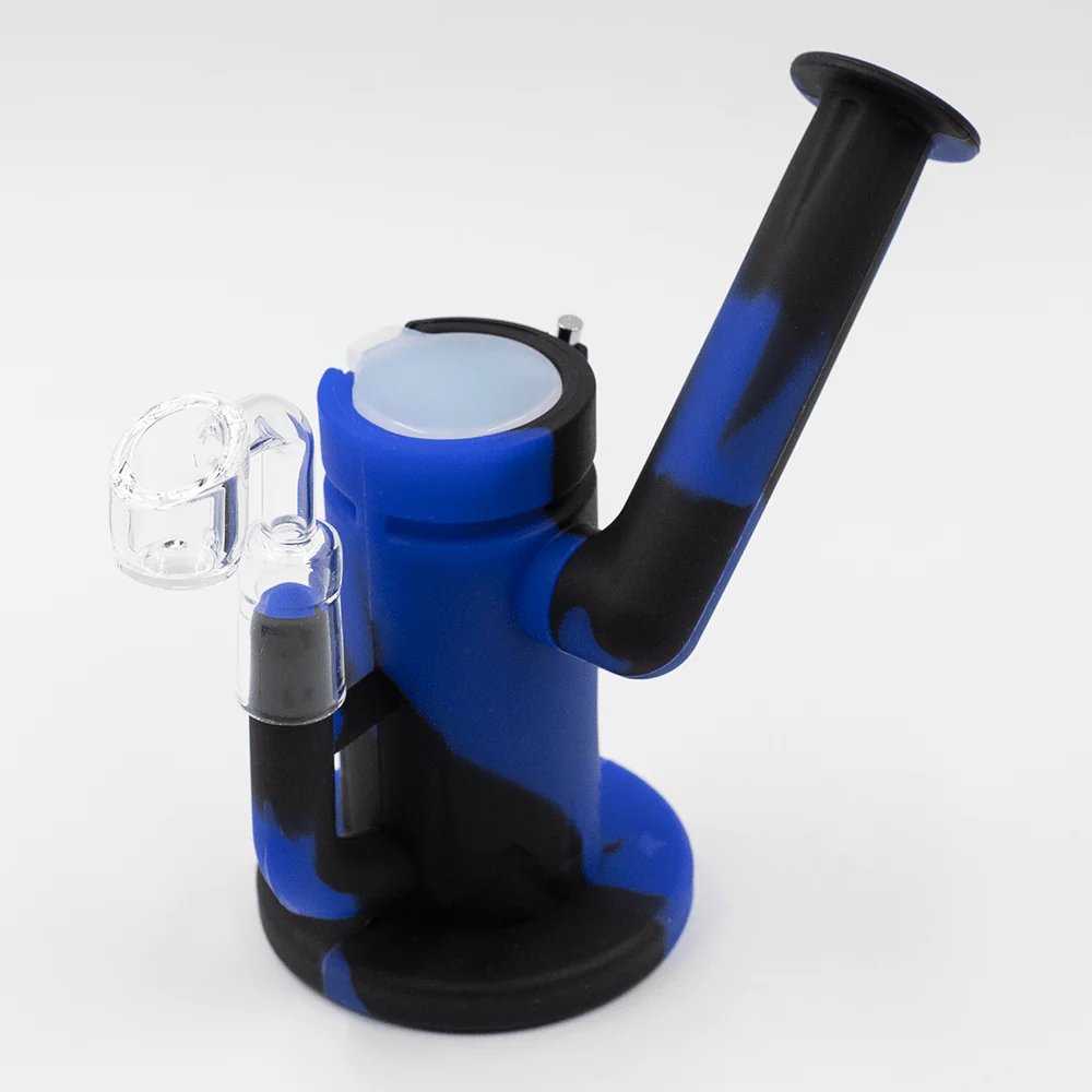 Steel Dab Silicone Bong - Black/Blue - Image 3