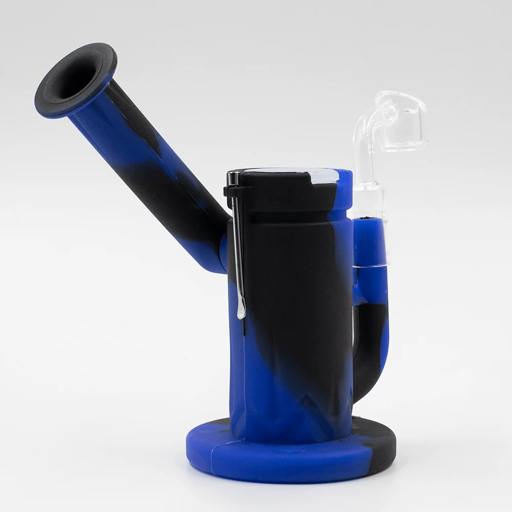 Steel Dab Silicone Bong - Black/Blue - Image 4