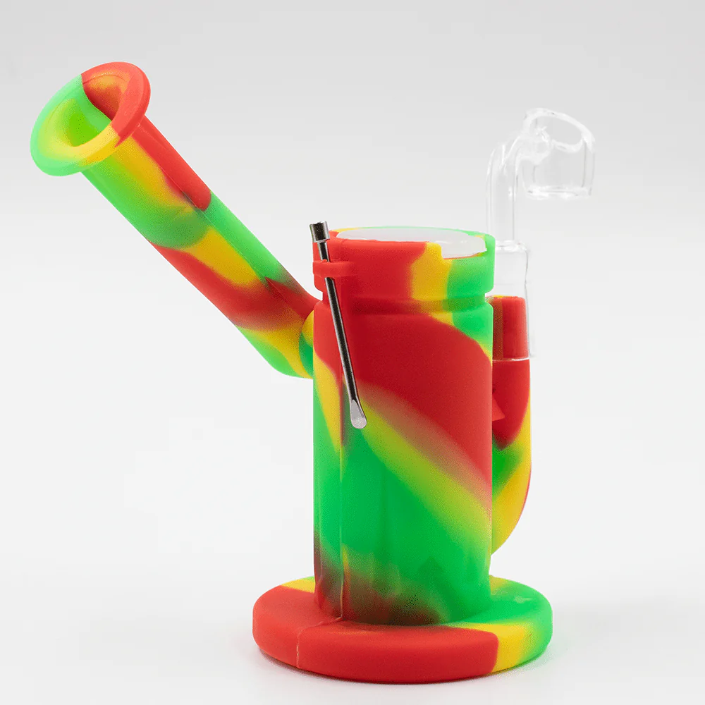 Steel Dab Silicone Bong - Rasta - Image 4