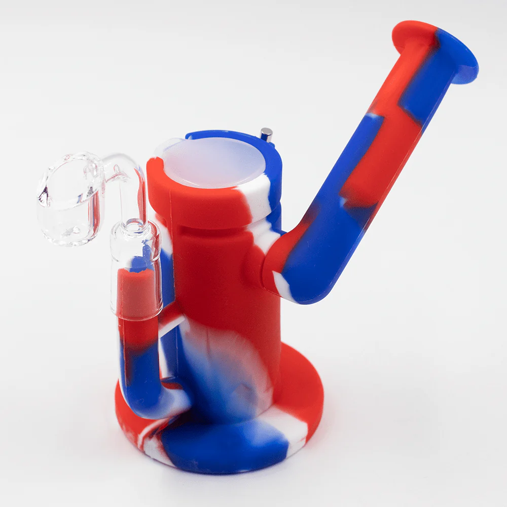 Steel Dab Silicone Bong - Red/Blue/White - Image 4