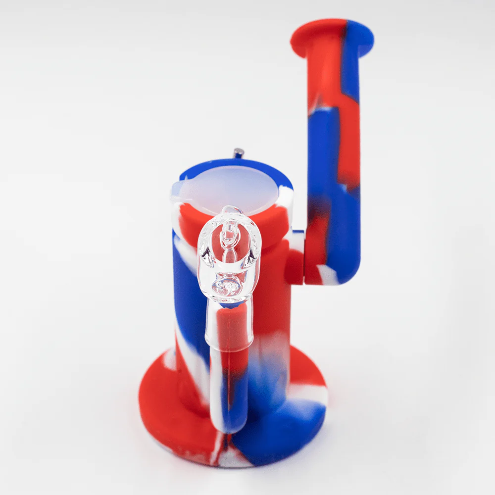 Steel Dab Silicone Bong - Red/Blue/White - Image 5