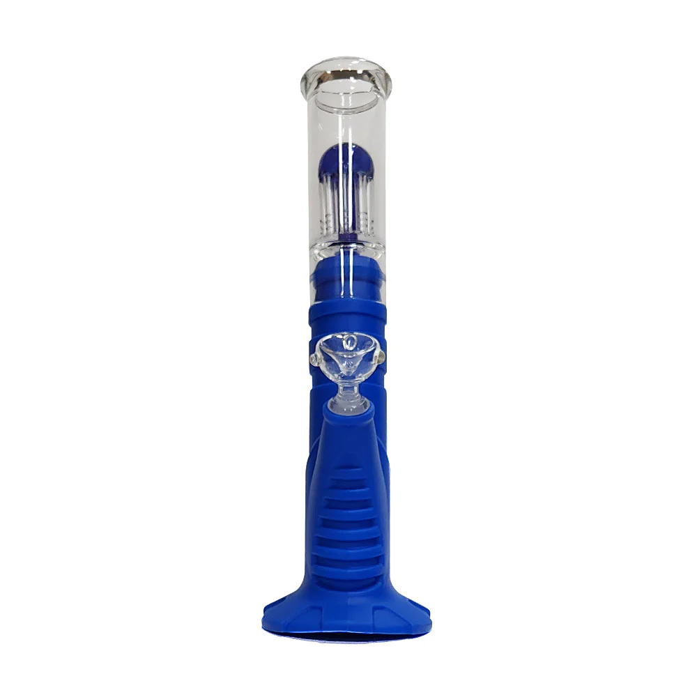 Glass Perc Top Silicone Bong - Blue - Image 2