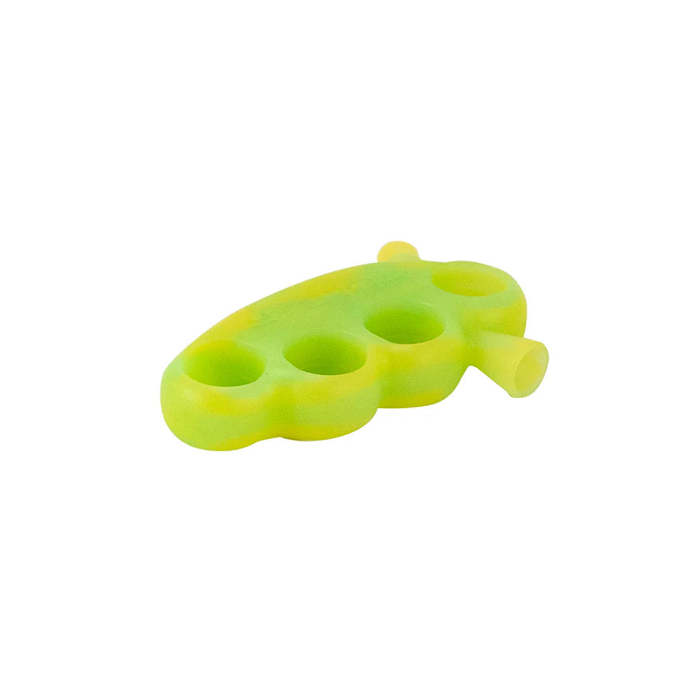 BUBBLER - PULSAR SILICONE KNUCKLE BUBBLER W/ STAND GREEN/YELLOW - Image 4