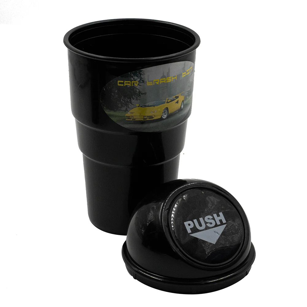 Butt Bin Black With Lid Ash Tray - Image 6