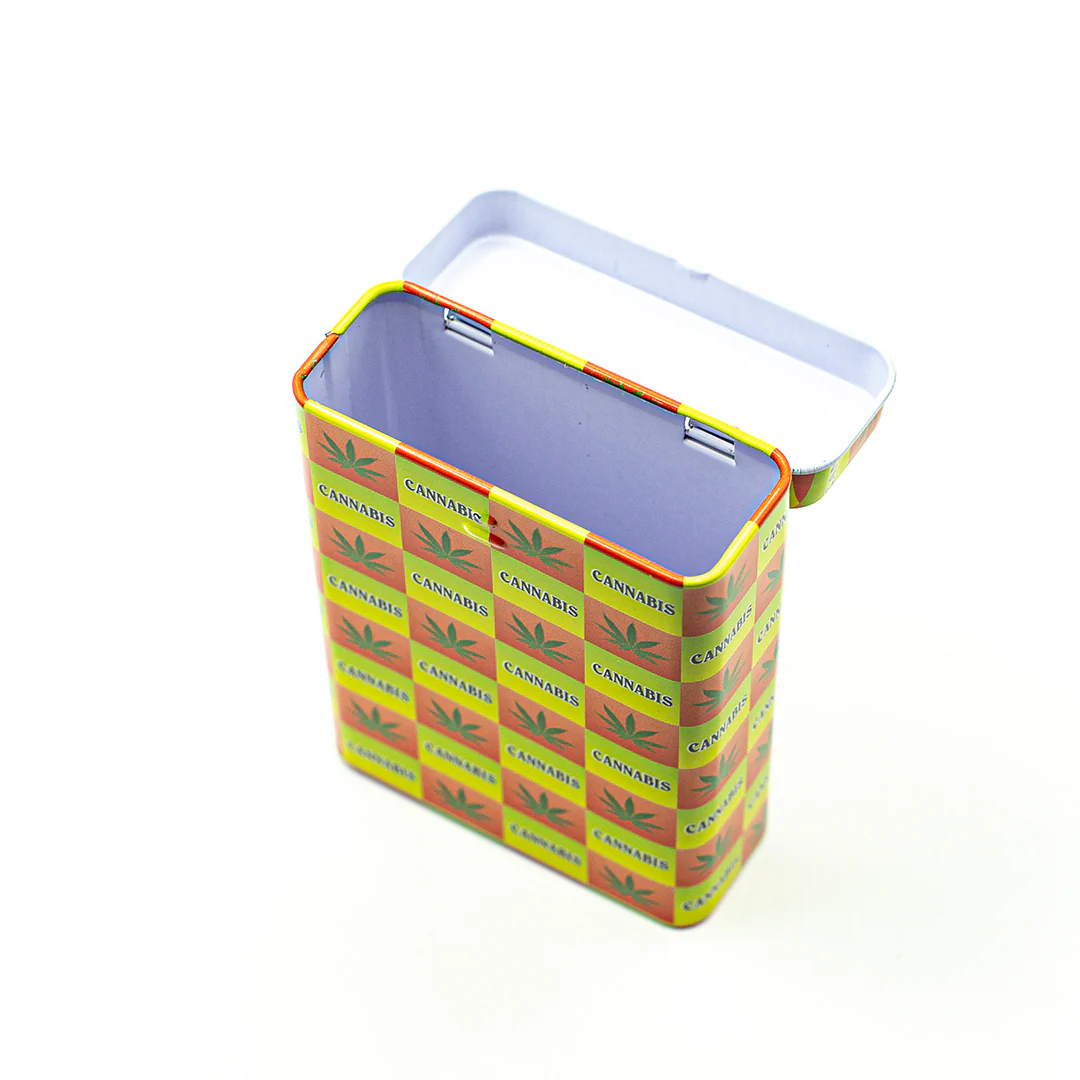 Checkboard Cannabis Leaf Stash Tin - Image 2
