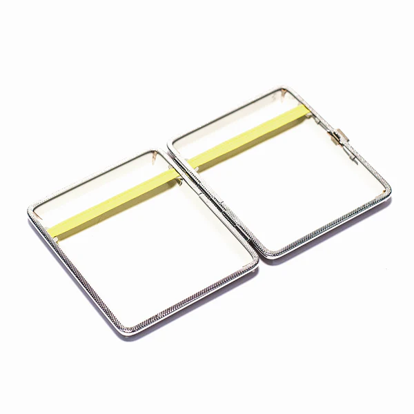 CIGARETTE CASE - LIGHT BROWN, SILVER FRAME 95MM X 85MM - Image 2