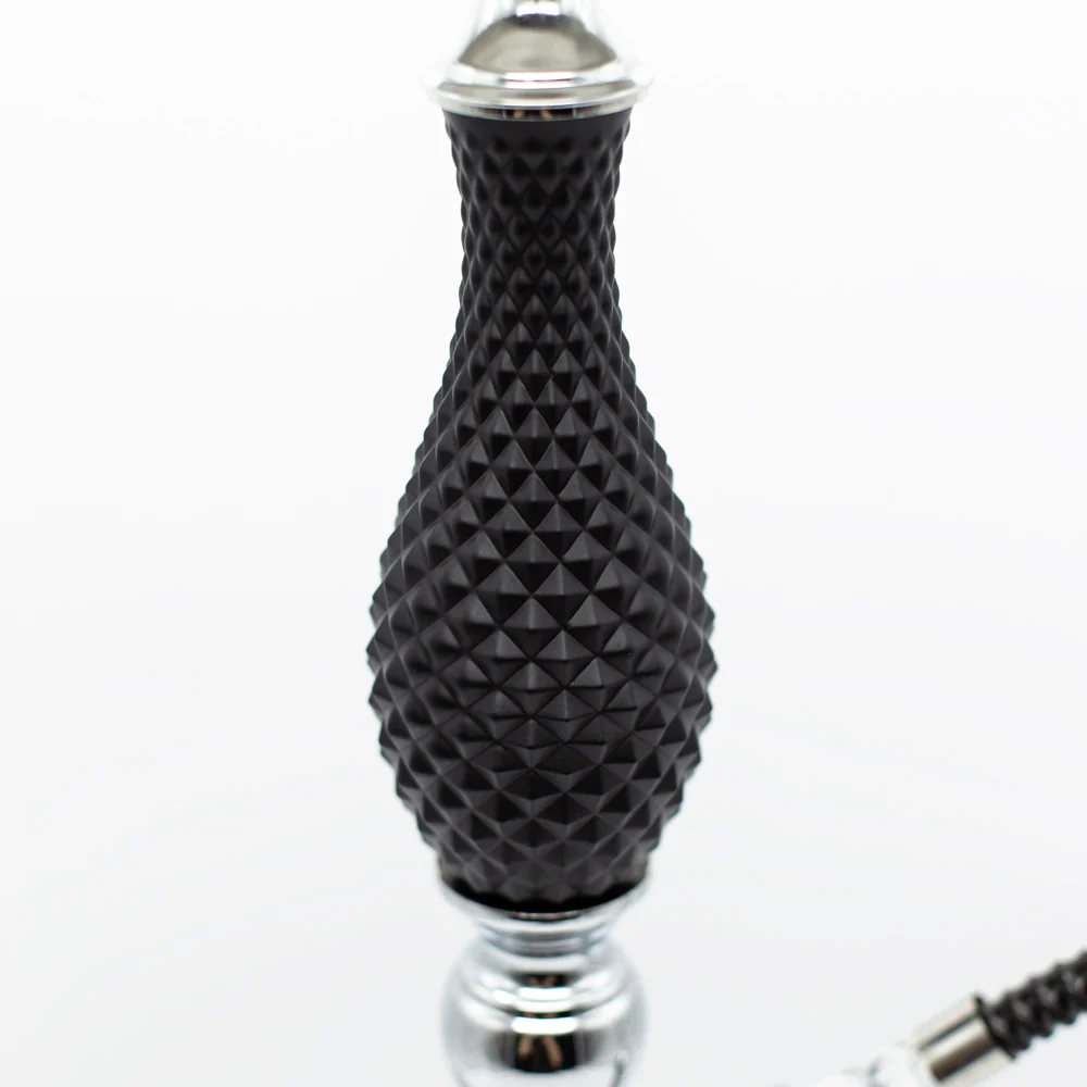 Flower Pattern Glass Chrome Metal Hookah - Image 3
