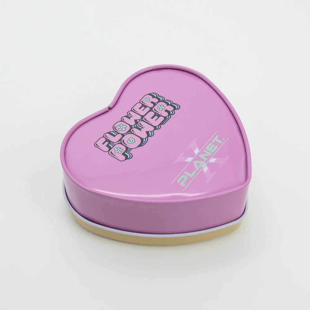 Flower Power Heart-Shaped Metal Tin - Image 4