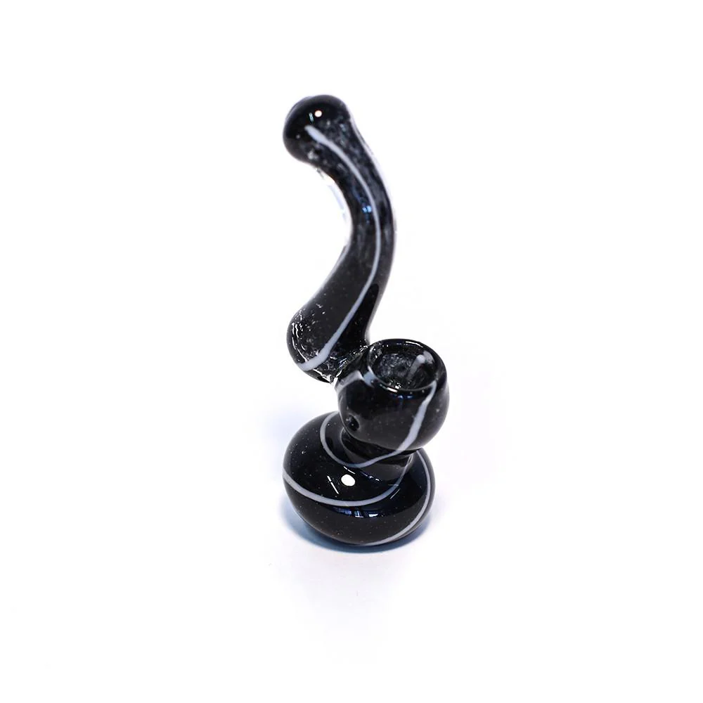 GLASS BUBBLER - 12CM BLACK WITH WHITE STRIPES - Image 3