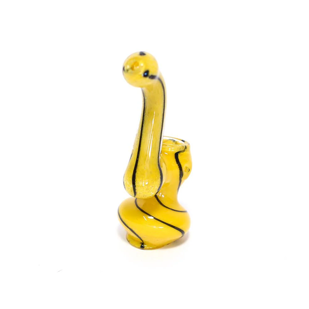 GLASS BUBBLER - 12CM YELLOW W BLACK BAND - Image 3