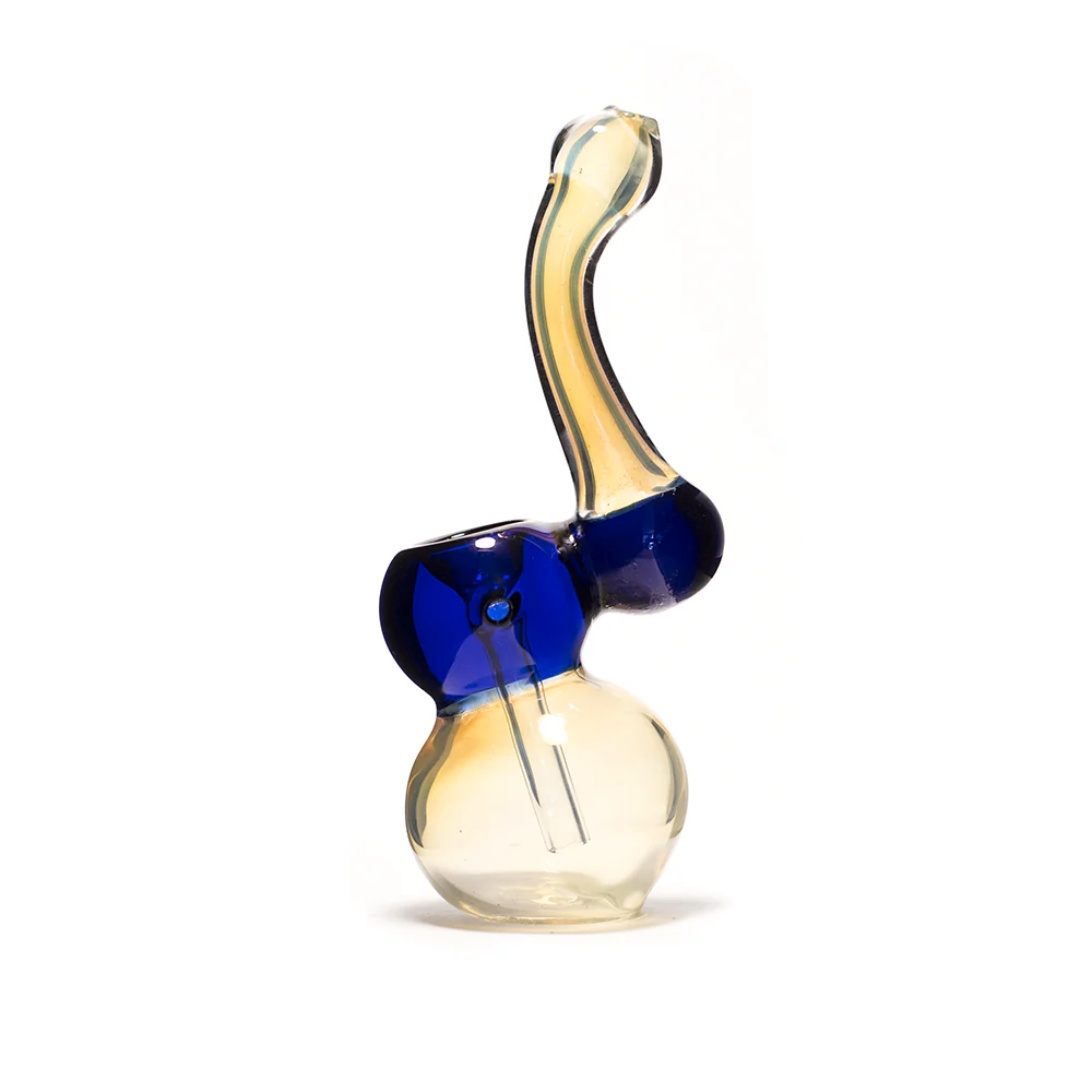 GLASS BUBBLER - MILKY WITH BLUE MIDDLE - Image 2