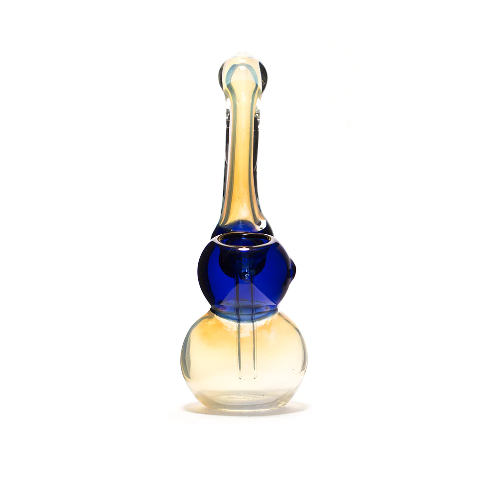 GLASS BUBBLER - MILKY WITH BLUE MIDDLE - Image 3
