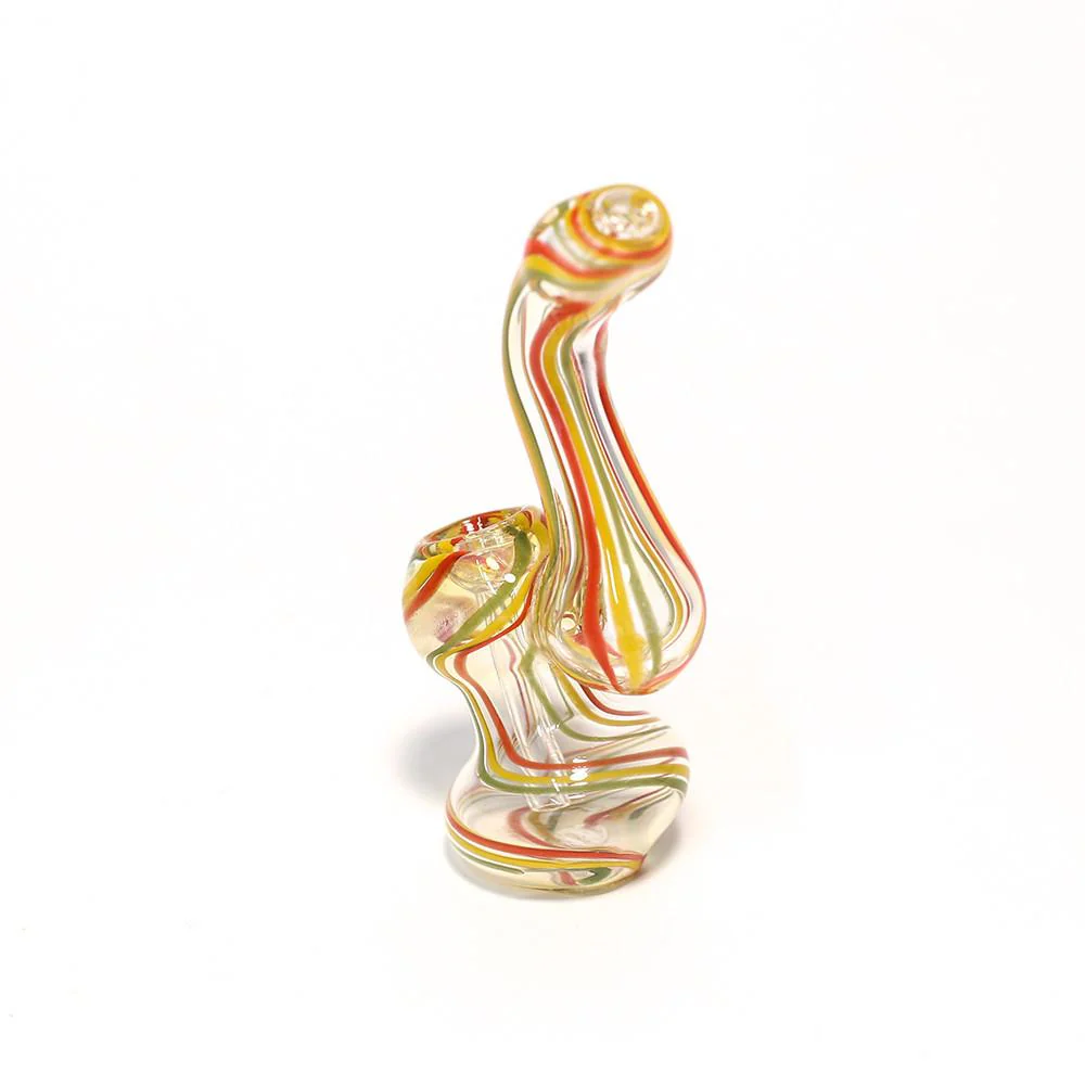 GLASS BUBBLER - RED, YELLOW & GREEN STRIPES - Image 2