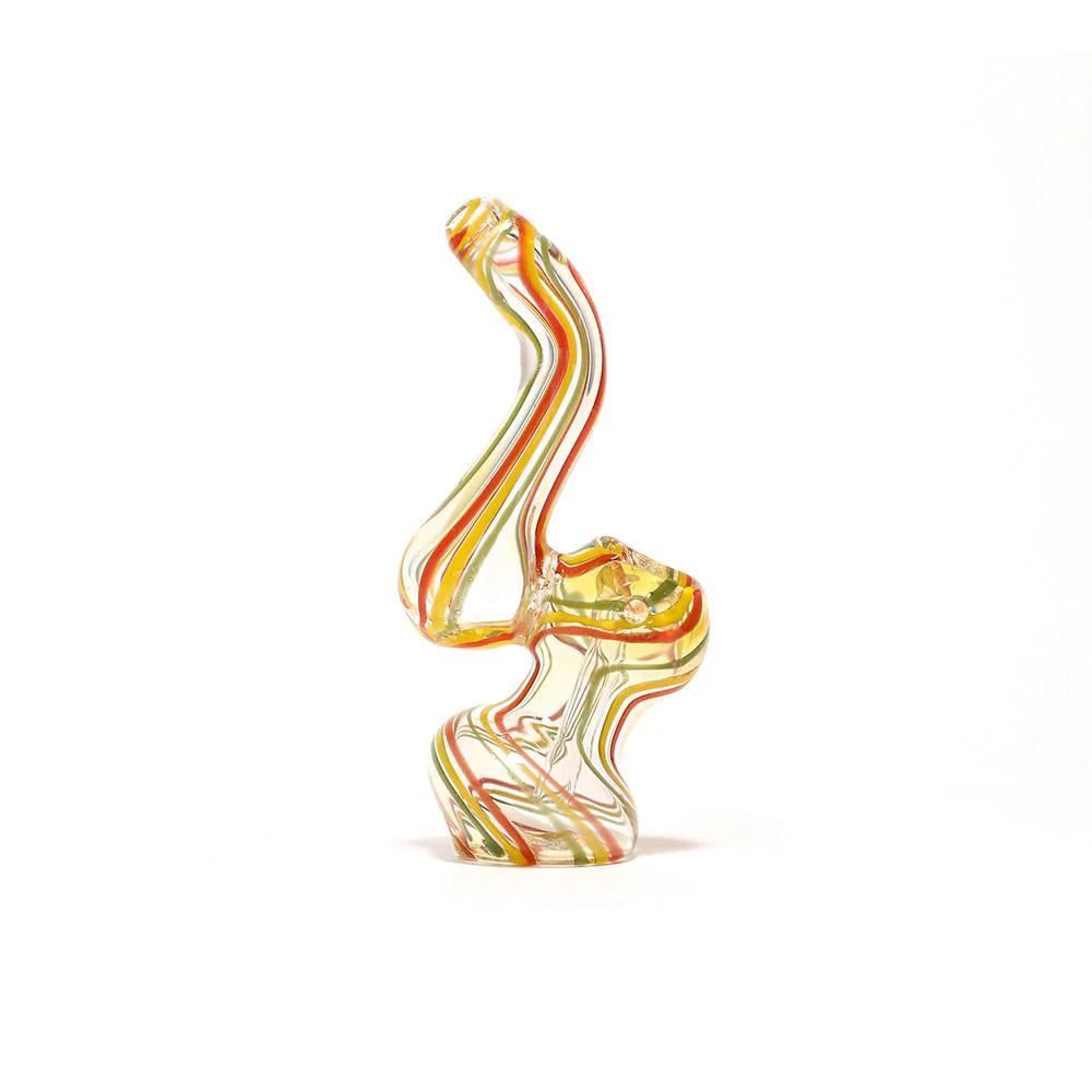GLASS BUBBLER - RED, YELLOW & GREEN STRIPES - Image 3