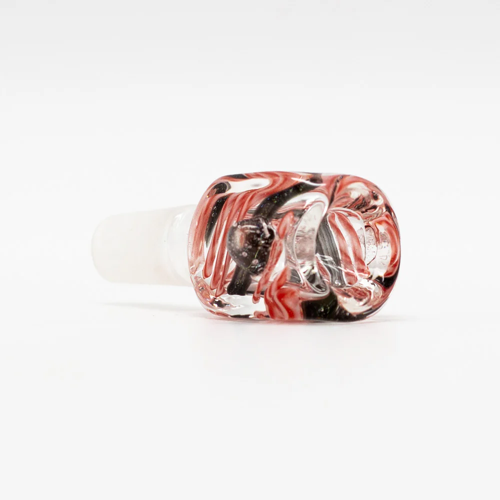 Square Swirls Glass Cone  - Red & White - 14mm - Image 2