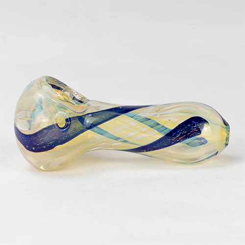 Glass Pipe- Clear W/Blue Ribbon Pale Cloud Bowl #14 - Image 2