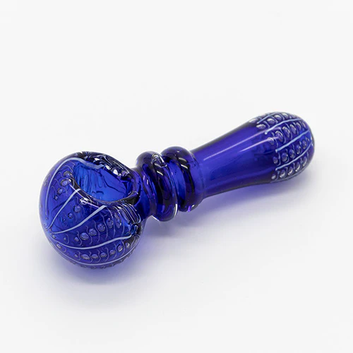 Glass Pipe- Dark Blue W/Pale Blue Web 2 Ring Neck #6 - Image 2