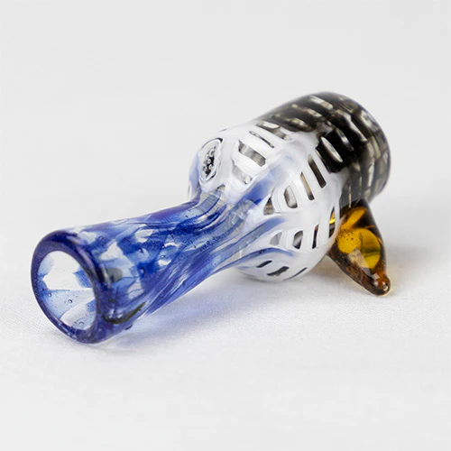 Glass Pipe- Mushroom Cup Blue-White-Black Fog #21 - Image 2