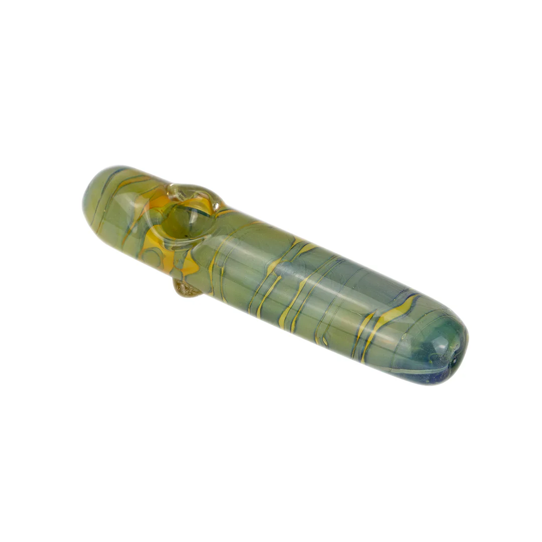 Glass Pipe- Straight W/Clear Ribbon Blue To Green/Brown #8 - Image 2