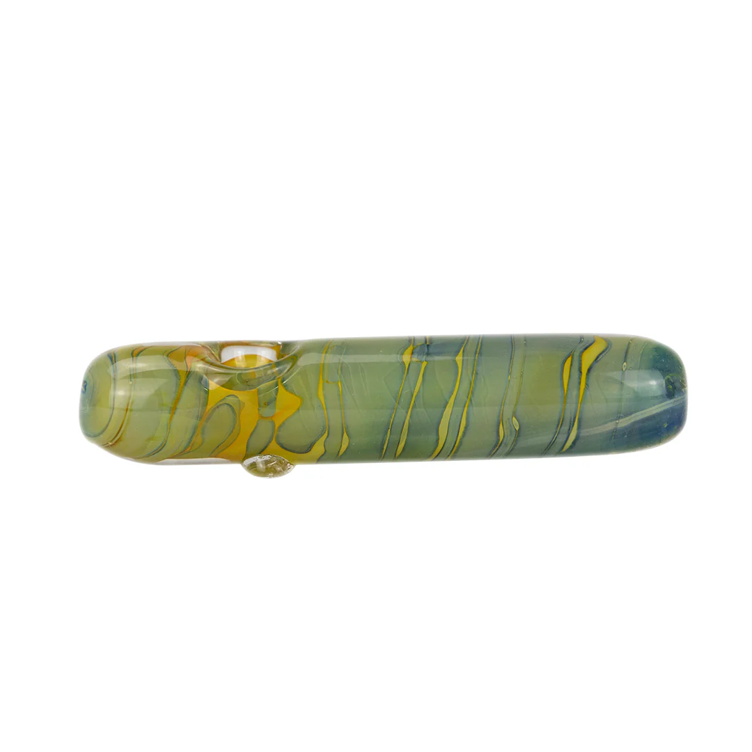 Glass Pipe- Straight W/Clear Ribbon Blue To Green/Brown #8 - Image 3