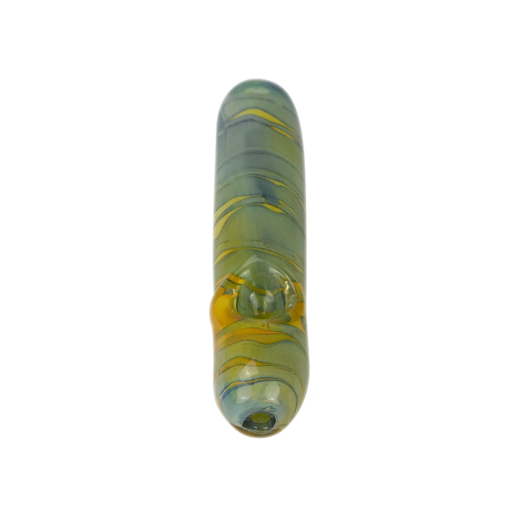 Glass Pipe- Straight W/Clear Ribbon Blue To Green/Brown #8 - Image 4