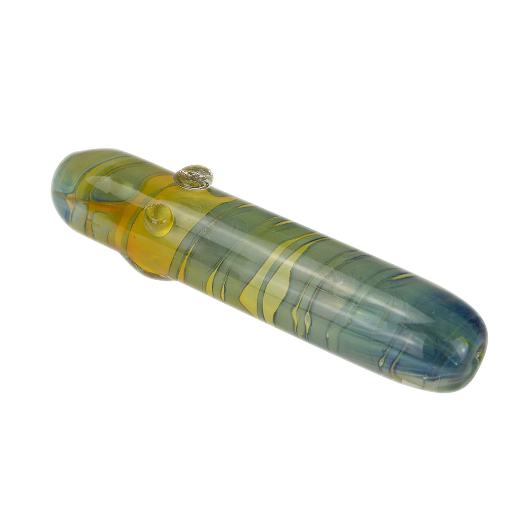 Glass Pipe- Straight W/Clear Ribbon Blue To Green/Brown #8 - Image 5
