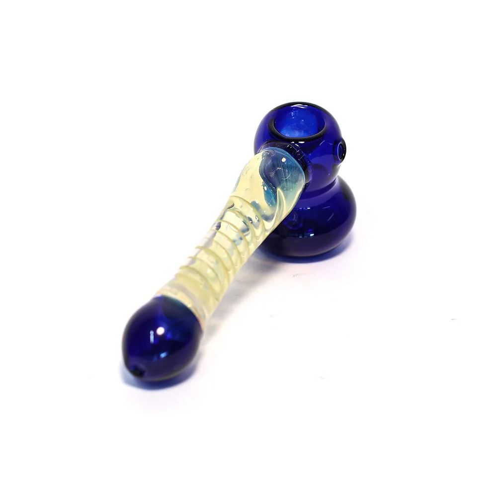 GLASS SPIRAL HAMMER PIPE - CLEAR / BLUE - Image 3