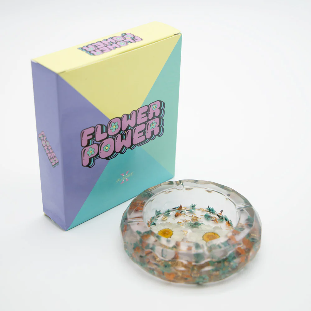 Gold Flakes & Flowers Resin Ashtray - Image 5