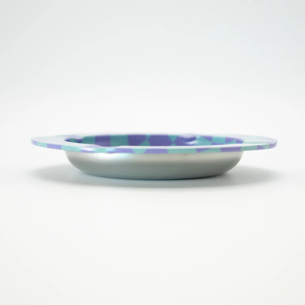 Green & Purple Checkers Metal Ashtray - Image 4