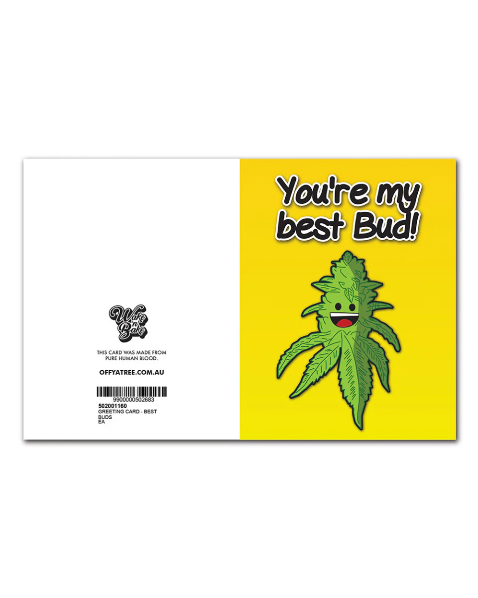 GREETING CARD - BEST BUDS YELLOW WAKE N BAKE - Image 4