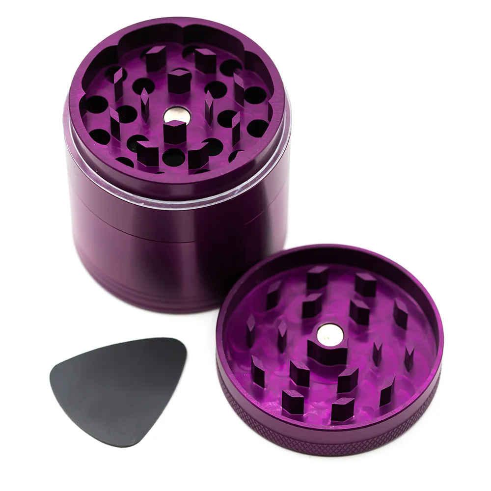 Four-Part Aluminium Grinder with Removable Screen - Purple (50mm) - Image 3