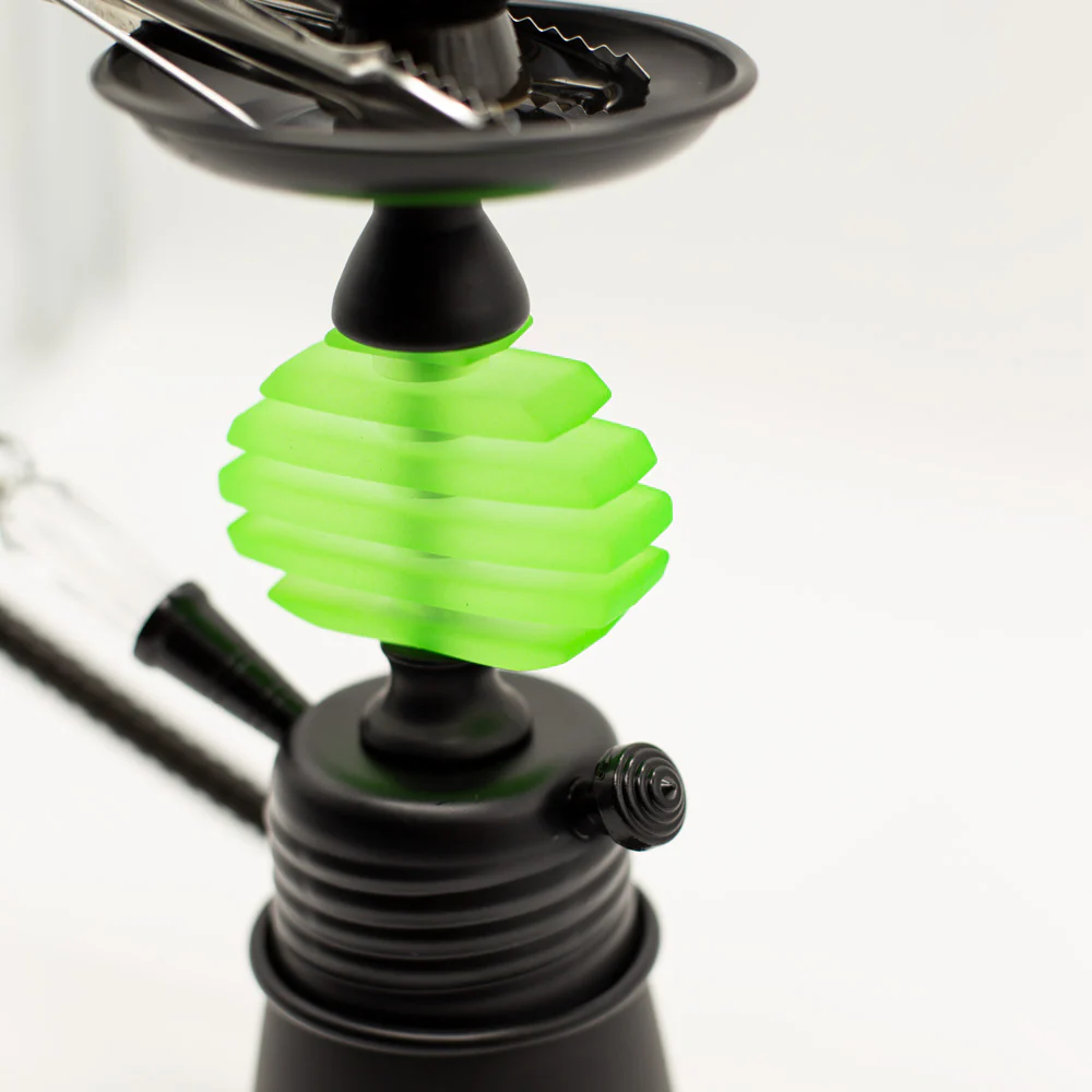 Lime Flames Acrylic Black Metal Hookah [One Hose] - Image 3