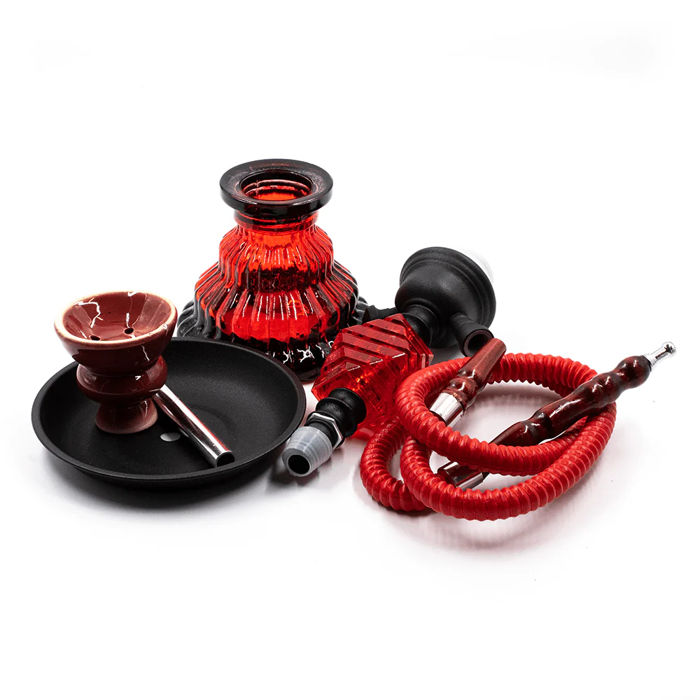 HOOKAH-1 HOSE CHANDELIER RED GLASS 55CM - Image 2