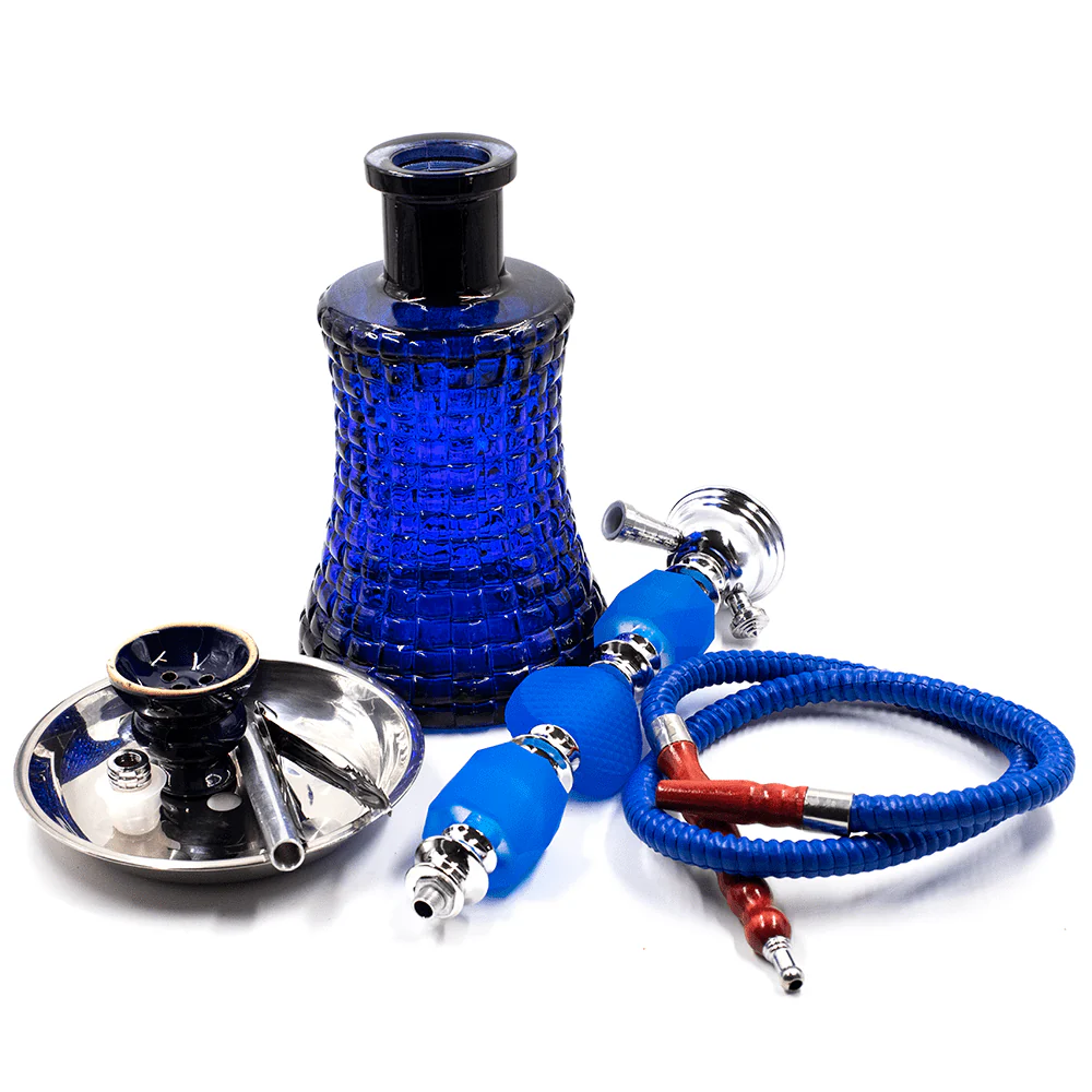 HOOKAH- 1 HOSE PERFUME BLUE GLASS 57CM BOXED - Image 2