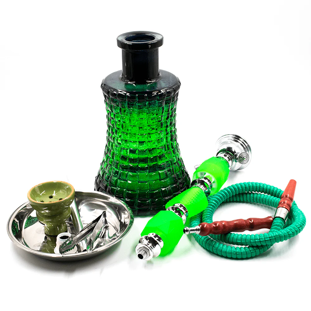 HOOKAH-1 HOSE PERFUME GREEN GLASS 57CM BOXED - Image 2