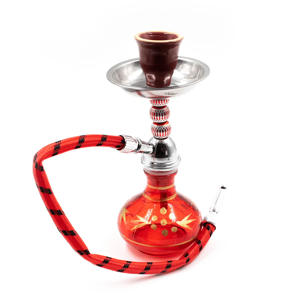 HOOKAH-1HOSE NATIVE W/GOLD PRINT - RED 18CM - Image 2