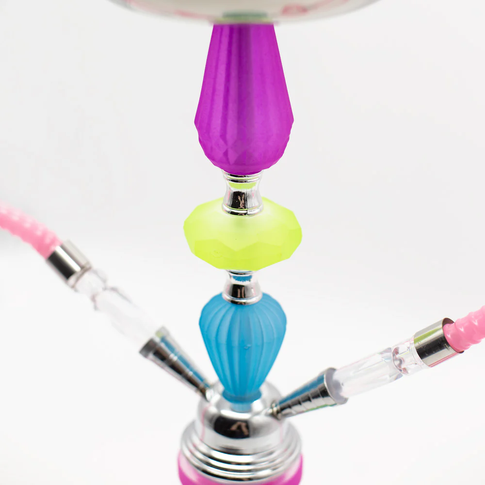 Rainbow Jelly Stack Acrylic Chrome Metal Hookah [Two Hose] - Image 3