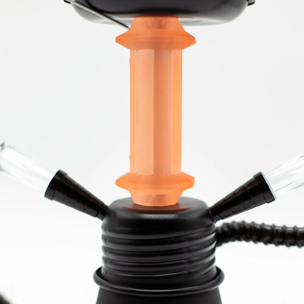 Orange Flames Acrylic Black Metal Hookah [Two Hose] - Image 3