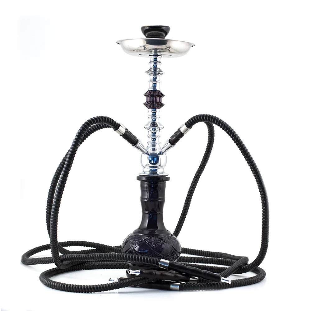 HOOKAH - 4 HOSE - 51CM - BLACK METAL N' GLASS